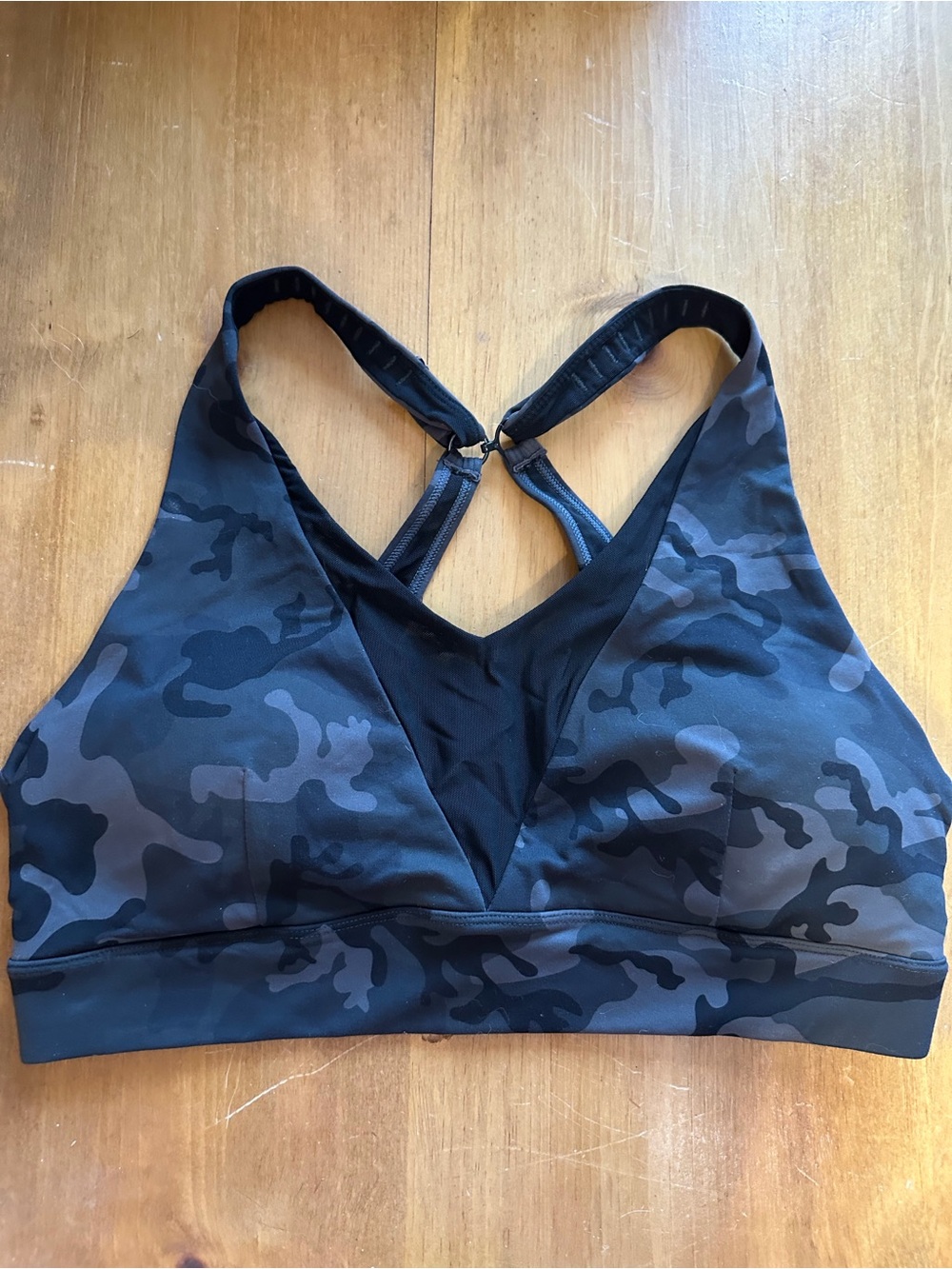ZYIA Black Camo Adjustable/Convertible Strap Sports Bra